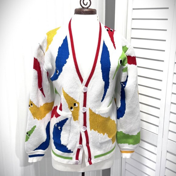 Multicolor Artsy Worm on a String Cardigan Sweater - Picture 4 of 8